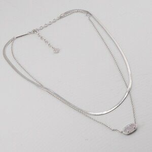 Kendra Scott Oval Double Layer Snake Chain White Quartz Necklace